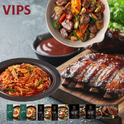 [빕스 홈파티세트] 오리지널폭립 600G 2팩 + 볼로네제 원팬 파스타 2팩 + 단호박 찹스테이크 2팩