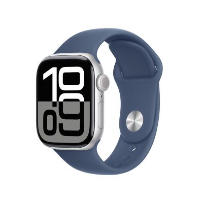 애플워치10_GPS 42mm 실버 알루미늄 케이스_데님스포츠밴드_MWWA3KHA