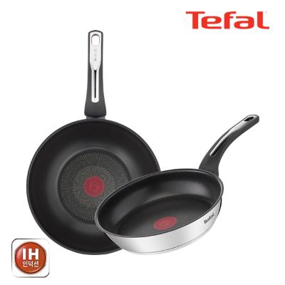 테팔_ 팬&냄비 인덕션 스테인리스 스틸 뉴 이모션 2종세트 (프라이팬 24cm + 볶음팬 28cm)